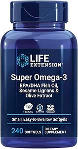 Life Extension Super Omega-3, mit Fischöl und essentiellen Fettsäuren, hochdosiert, 240 Weichkapseln, Laborgeprüft, Glutenfrei, Sojafrei, Ohne Gentechnik