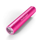 RAVPower Portable Charger 3200mAh External Battery Pack Power Bank with Ultra bright flashlight3rd Gen Mini iSmart Technology Apple Adapter Not Includedfor Phones Tablets and more-Pink