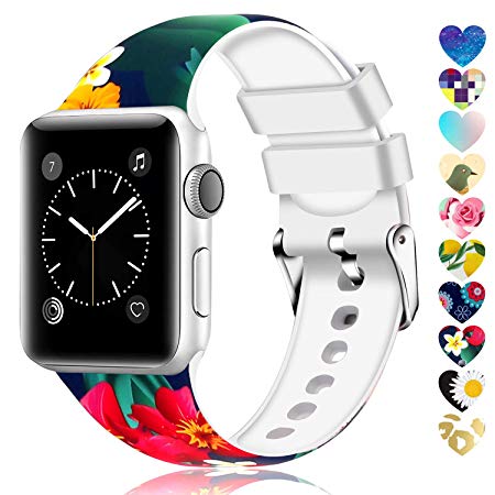 Moretek Colorful Band Compatible for Apple Watch 38mm 42mm 40mm 44mm,Soft Silicone Sport Replacement Strap for iWatch Series 4 3 2 1, Nike , Edition Women Men