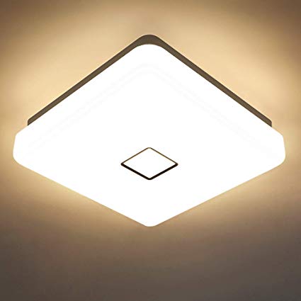 Onforu 24w LED Ceiling Light, 2100 LM IP65 Waterproof Super Bright Flush Square Bathroom Lights, 90 CRI 2700K Warm White Wall Mounted Ceiling Lamp for Living Room, Kitchen, Bedroom