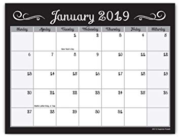 Guajolote Prints 2019-2020 Magnetic Monthly Calendar Pad for Refrigerator - 7.25 x 10 inches - 25 Months, from December 2018, to December 2020