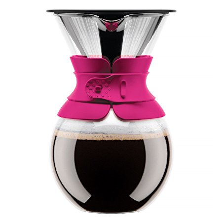 Bodum 11571-01 Pour Over Coffee Maker with Permanent Filter (34 oz, Pink)