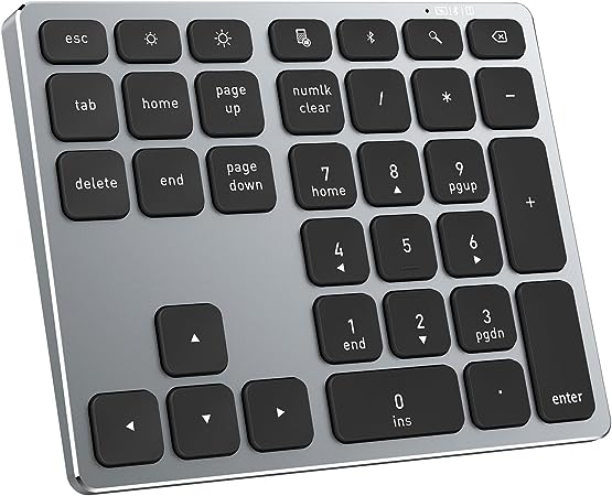 MoKo Bluetooth Number Pad, Wireless Rechargeable Numeric Keypad for Laptop, Metal 34 Keys External Numpad for Data Entry, Slim Number Keyboard for iPad, MacBook Pro/Air, iMac, Notebook, PC, Windows