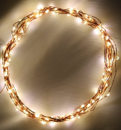Deneve DNV-200-10109 100 Feet String Lights on Copper Wire 300 LED Warm White