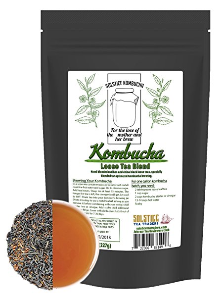 Rooibos and Black Tea Kombucha Loose Leaf Tea Blend (8oz), Hand Blended Herbal & Black Tea Mix for Kombucha Brewing, 120 Servings