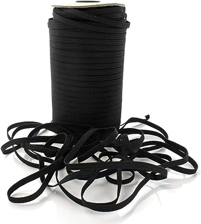 1/4" Width Skinny Elastic Band - Braided Cord - Soft Elastic Bands For Sewing, Mask Ear Loops, Headbands, Crafts -Black 25 Yards - 2 Day Shipping Available From USA (Kansas) Warehouse