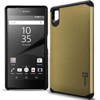 Xperia Z5 Case, CoverON® [Slim Guard Series] Slim Dual Layer Armor Hard Cover Thin TPU Phone Case for Sony Xperia Z5 - Gold & Black