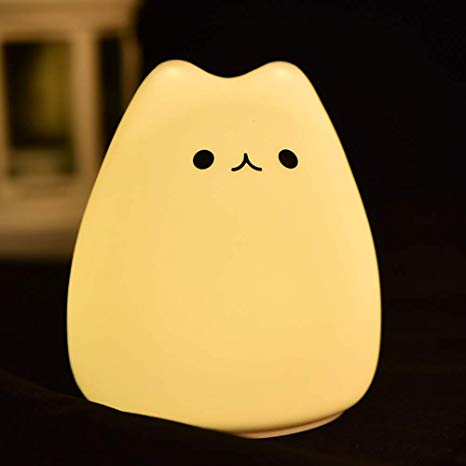 Coromose Lamp Mini Cute Cartoon Cat Shaped Pat Light Lamp Soft Silicone Nightlight for Kids Room Decor Popular cat 0.3W