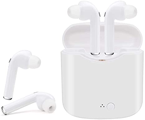Wireless Earbuds, Bluetooth Headset Mini Size, Stereo in-Ear Wireless Headset with Microphone and Charging Box, Bluetooth Earphone with Noise Reduction Compatible with