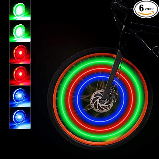 Mudder Bike Wheel Lights Cycling LED Waterproof Bike Spoke Lights Colorful Bicycle Wheel Lights 3 Colors Bike Tire Spoke Light with Batteries Included for Safety Cycling Decoration