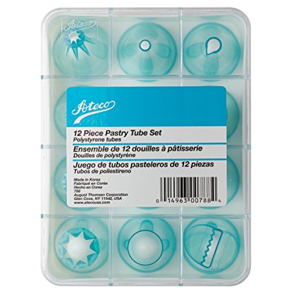 Ateco 788 - 12 Piece Cake Decorating Tube Set, High Impact Plastic Tubes in Storage Box