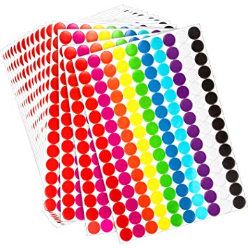 Boao Colored Round Dot Stickers Circle Dot Labels, Neon Colors Labels (2800 Pieces, 19 mm)