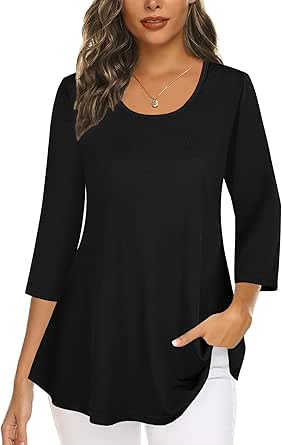 Tencole 3/4 Sleeve Shirts for Women Dressy Tunic Tops Casual Wear with Floral