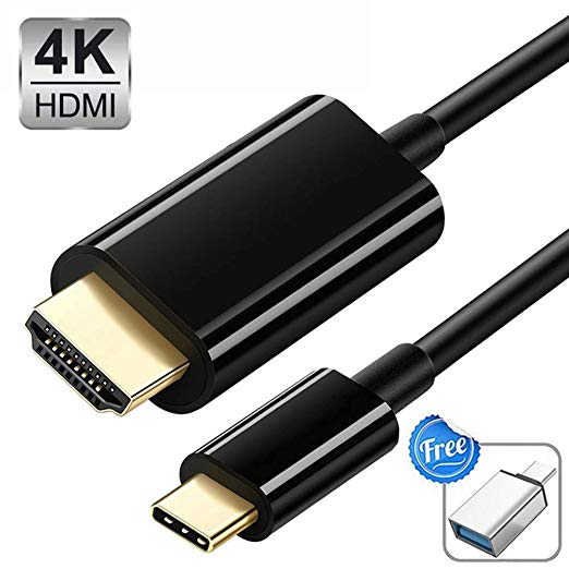 USB C to HDMI Cable Adapter[4K@60Hz], USB 3.1 Type C to HDMI Cable Accessories for MacBook Pro 2019/2018, MacBook Air, iPad Pro, Surface Book, Samsung S10/S9 and More USB C Devices-[Black-6ft/1.8M]