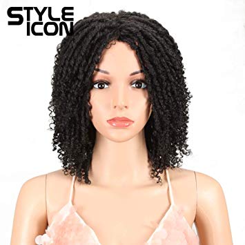 Style Icon 6" Short Dreadlock Wig Twist Wigs for Black Women Short Curly Synthetic Wigs (6", 1B)