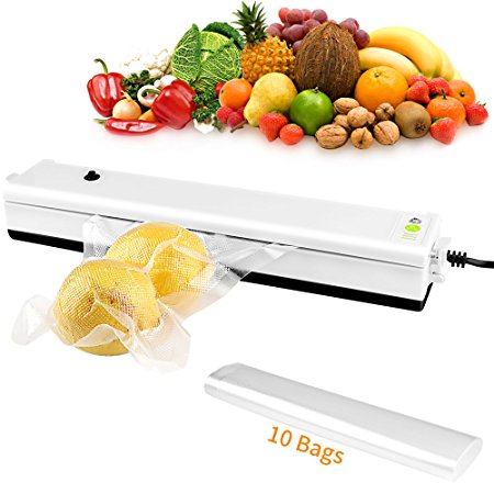 Vacuum Sealer Machine, AOFU Vacuum Sealing System for Food, Portable Compact Vacuum Sealing System for Vacuum and Seal /Seal(White)