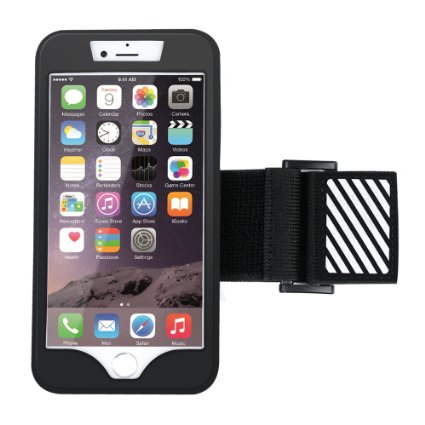 iPhone 6S Armband, YOKIRIN Phone Case Armband Silicone Sport Running Armband with Reflective Band for iPhone 6S iPhone 6 (Black)