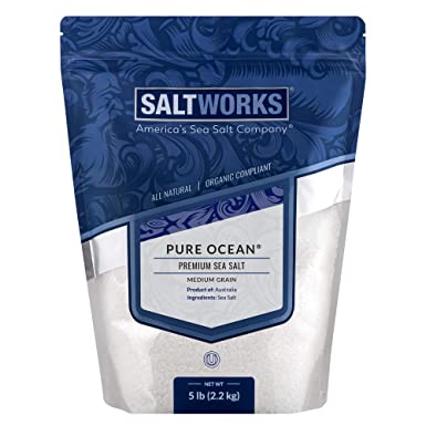 SaltWorks Pure Ocean Sea Salt, Medium Grain, 5 Pound Bulk Bag
