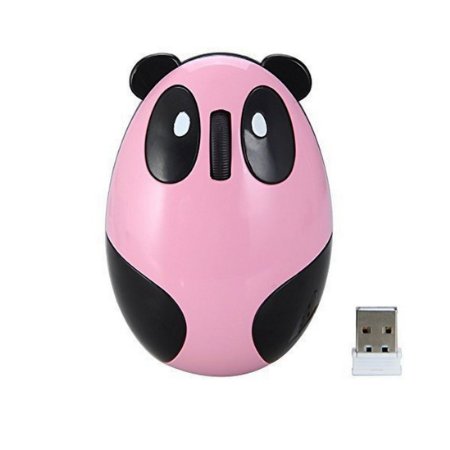Sungwoo 2.4G Wireless Optical Mouse Rechargeable Wireless Mouse with Cute Panda Design - Designed Specifically for Women Girls Children (Pink)
