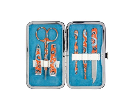 Brownlow Kitchen Gifts Manicure Set, Coral and Brown Paisley