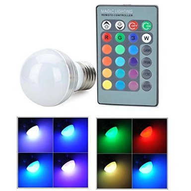 Vstorm E27 Standard Screw Base 16 Color Changing Dimmable 3W RGB LED Light Bulb for Home Decoration/Bar/Party/KTV