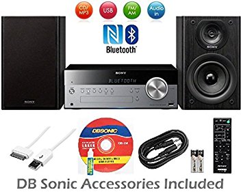 Sony Micro Home Audio System with Wireless NFC Bluetooth, MP3 CD Player, AM/FM Radio, 30 Presets, Play & Sleep Timer, Bass Boost, AUX Input & Wireless Remote Control   DB Sonic Accessories