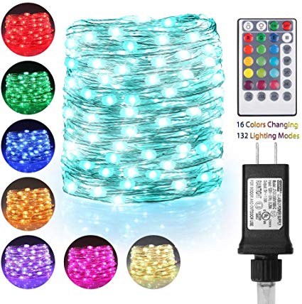 120 LED String Lights Plug-In, 40ft 16 Colors Waterproof Fairy Lights Remote Control with Timer Firefly Twinkle Lights 132 Modes Decorative Lighting for Home Bedroom Wedding Christmas Outdoor Decor