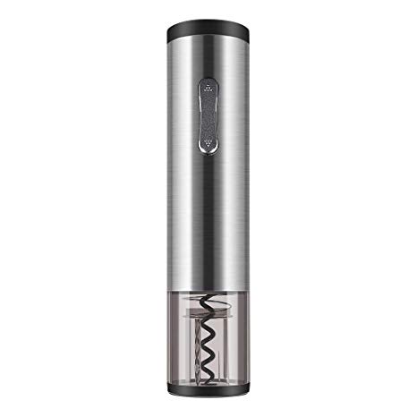 Pekyok Electric Wine Bottle Opener, DT03 Rechargeable Stainless Steel Wine Opener Professional Electric Corkscrew With USB Charging Cable Foil Cutter Led Light for Home, Winery, Party and As Gift - Gray