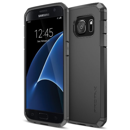 Galaxy S7 Case Trianium Protak Series Ultra Protective Cover Case for Samsung Galaxy S7 Black Dual Layer  Shock-Absorbing Bumper Hard Case Lifetime Warranty