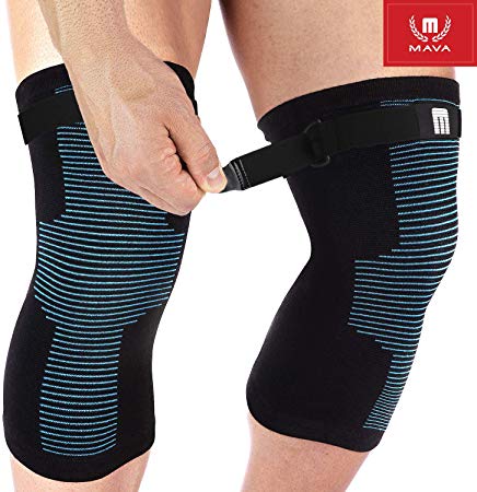 Mava Sports Knee Support Sleeves (Pair) for Joint Pain & Arthritis Relief, Improved Circulation Compression – Effective Support for Running, Jogging, Workout