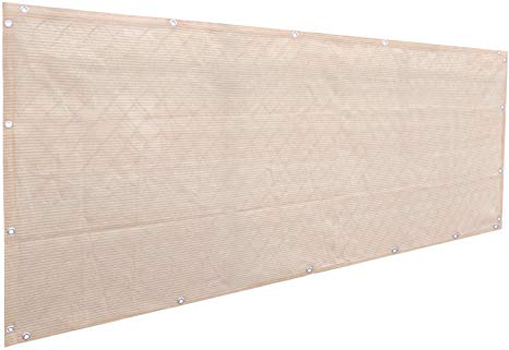 Alion Home HDPE Privacy Screen Mesh for Pool, Patio, Deck, Balcony, Railing, Fence. No Black Trim. (6' x 16', Banha Beige)