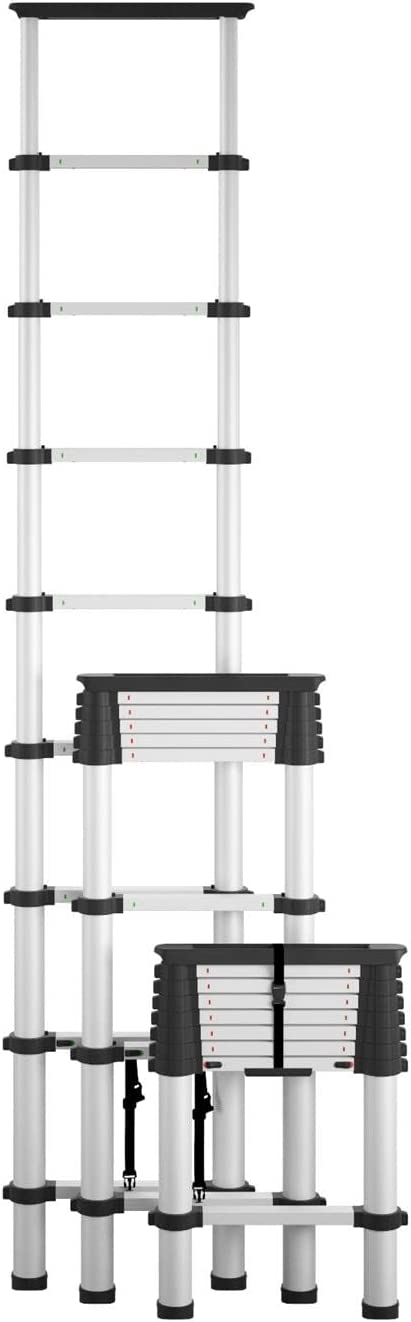 COSCO SmartClose Telescoping Aluminum Ladder with top Cap (300-lb Capacity, 8.5 ft. Ladder with 12 ft Max Reach)