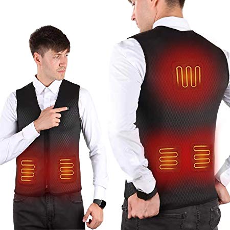 VALLEYWIND Lightweight Heated Vest, 5V USB Charging Warm Vest for Outdoor Camping Hiking Golf, Washable Heated Jacket Clothes Built-in 5 Pcs Heating Pad for Men and Women, Battery Not Included