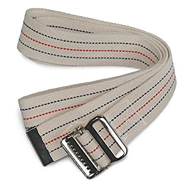 Sammons Preston 655703 Gait Belt with Metal Buckle, 2" Wide, 100"L, Heavy Duty Gait Transfer Belt, Patient Transfer, Essential Walking & Transport Assistant for Elderly, Disabled, & Patients, Neutral Stripe