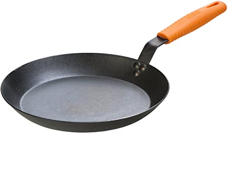 Lodge Manufacturing Company CRS12HH61 Carbon Steel Skillet, 12-Inch, Black/Orange