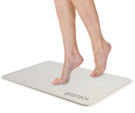 STSTECH Diatomite Bath Mat, Quick Water Absorption Non-slip Anti Bacterial Bathroom Mats About (23.5" x 15.3" x 0.3") (Gray)