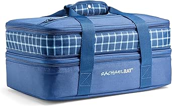 Rachael Ray Expandable Insulated Casserole Carrier for Hot or Cold Food, Thermal Lasagna Lugger Tote for Potluck, Parties, Picnic, and Cookouts, Fits 9" x 13" Baking Dish