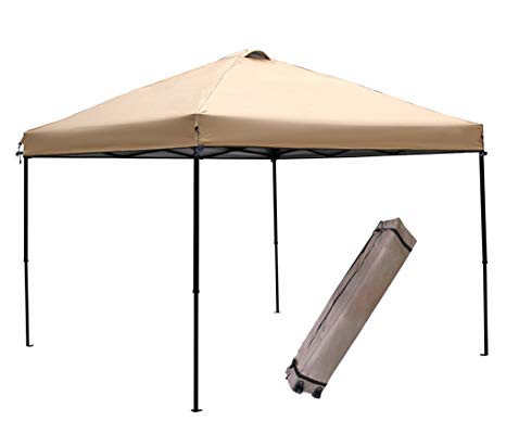 Abba Patio 10 X 10 ft Outdoor Pop Up Canopy Portable Folding Canopy Instant Shelter with Roller Bag, Tan