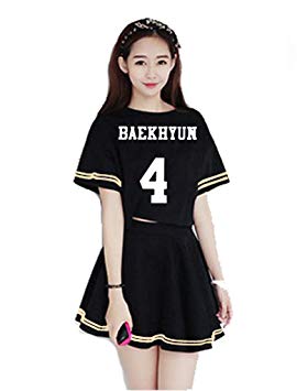 Kpop EXO Korean Skirt SM T-Shirt Tee Girl Dress Sehun Luhan Tao Suho