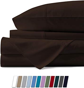 500 Thread Count 100% Cotton Sheet Coffee Full Sheets Set, 4-Piece Long-staple Combed Pure Cotton Best Sheets For Bed, Breathable, Soft & Silky Sateen Weave Fits Mattress Upto 18'' Deep Pocket