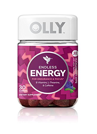 OLLY Endless Energy Dietary Vitamin Supplement, Huckleberry Hype, 30 Count