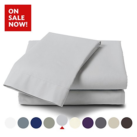 Bamboo Comfort Originals Bedding - Micro-Bamboo 4 Piece Bed Sheet Set - Feel the Difference (Light Grey, Queen)