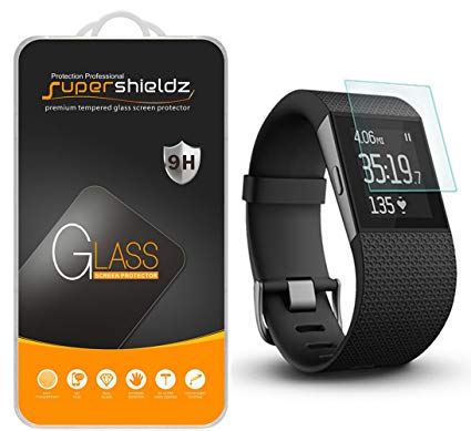 [3-Pack] Supershieldz for Fitbit Surge Fitness Superwatch Tempered Glass Screen Protector, Anti-Scratch, Anti-Fingerprint, Bubble Free