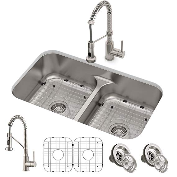 Kraus KCA-1200 Ellis Kitchen Sink and Faucet, Spot Free Stainless Steel