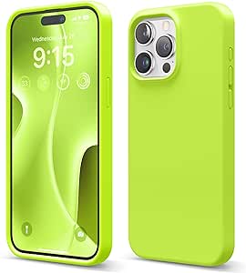 elago Liquid Silicone Case Compatible with iPhone 15 Pro Max Case, Premium Silicone, Full Body Protective Cover [4 Layer Shockproof Structure], Anti-Scratch Soft Microfiber Lining (Lime Green)