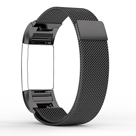 Sunshine Replacement Bands for Fitbit Charge 2, Milanese Loop Stainless Steel Metal Bracelet Strap with Unique Magnet Lock, Needed for Fitbit Charge 2 HR Fitness Tracker