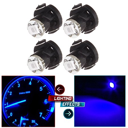 CCIYU 4 Pack White T4/T4.2 Neo Wedge 1SMD LED Climate Control Light Lamp Bulb for 1998-2010 Honda Accord/ Odyssey /Civic (blue)