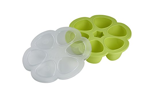 BEABA Silicone Multiportions Baby Food Tray, Oven Safe, Made in Italy, Neon