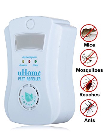 Pest Control, uHome Pest Repellent with Special Light Sensor Night Light-Pest Repeller with the Ultrasonic Technology- Ultrasonic Pest Control Equipment-Repels All Kinds of Rodents and Insects