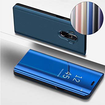 [Huawei Mate 10 Pro] Case, COTDINFORCA Mirror Design Clear View Flip Bookstyle Luxury Protecter Shell With Kickstand Case Cover for Huawei Mate 10 Pro - 6.0 inch. Flip Mirror: Blue